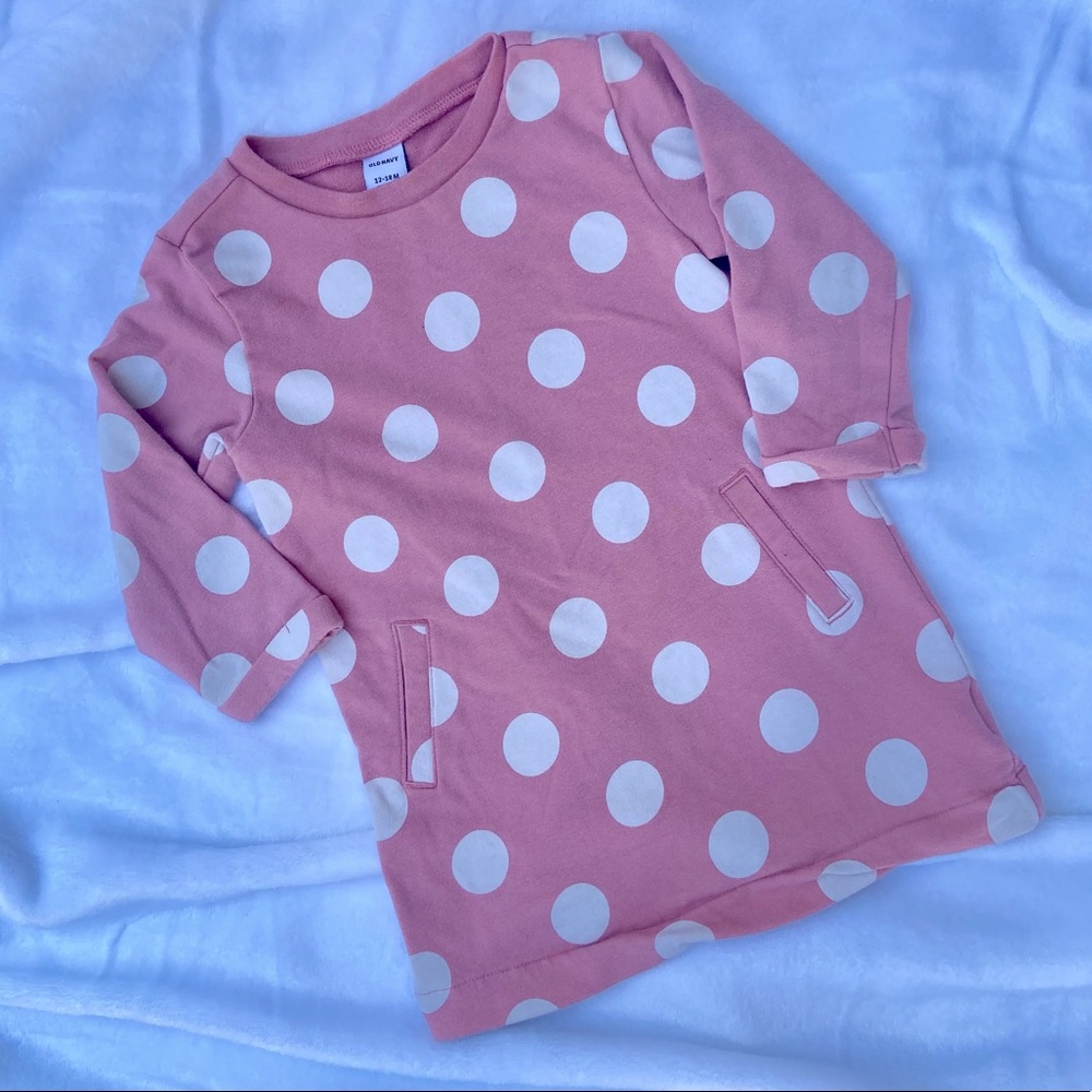 📚4/$20 OLD NAVY WHITE POLKA DOT SWEATSHIRT DRESS